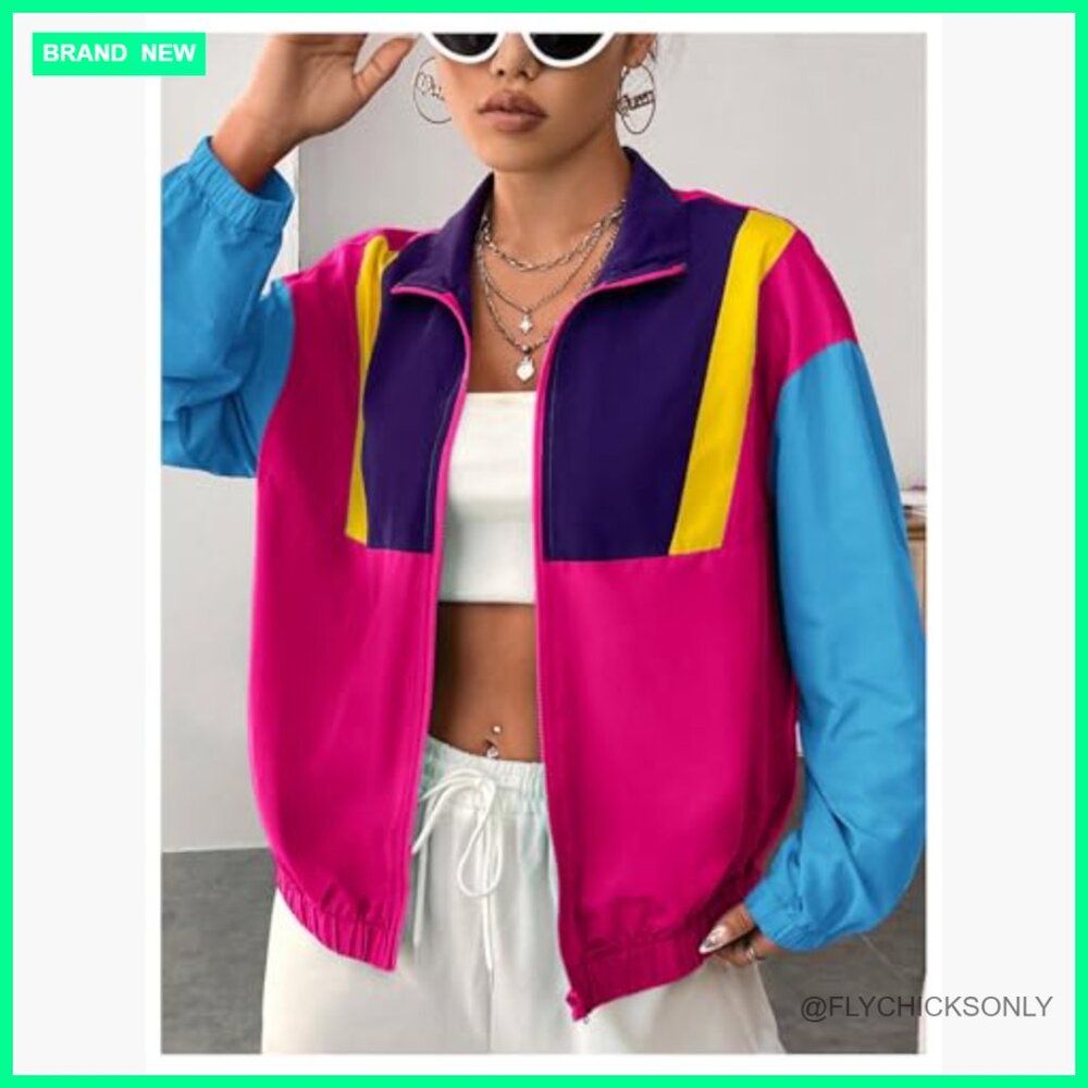 Lightweight Windbreaker Patchwork Zipper Sport Ja… - image 3